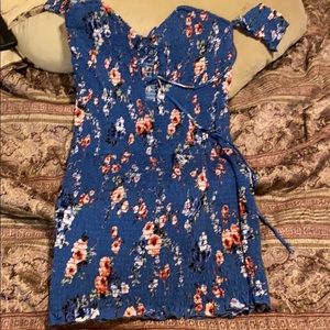 Set it off the shoulders flower dress mini